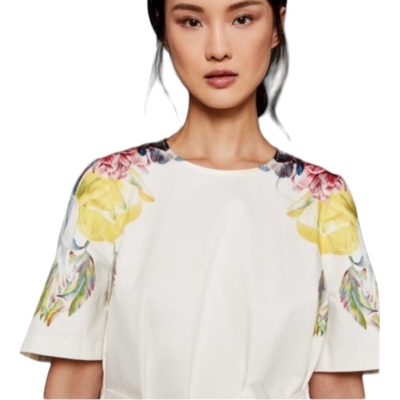 TED BAKER, BONNAY TRANQUILITY, TIE WAIST TUNIC TOP. CAN BE TIED IN FRONT OR BACK - Picture 1 of 10